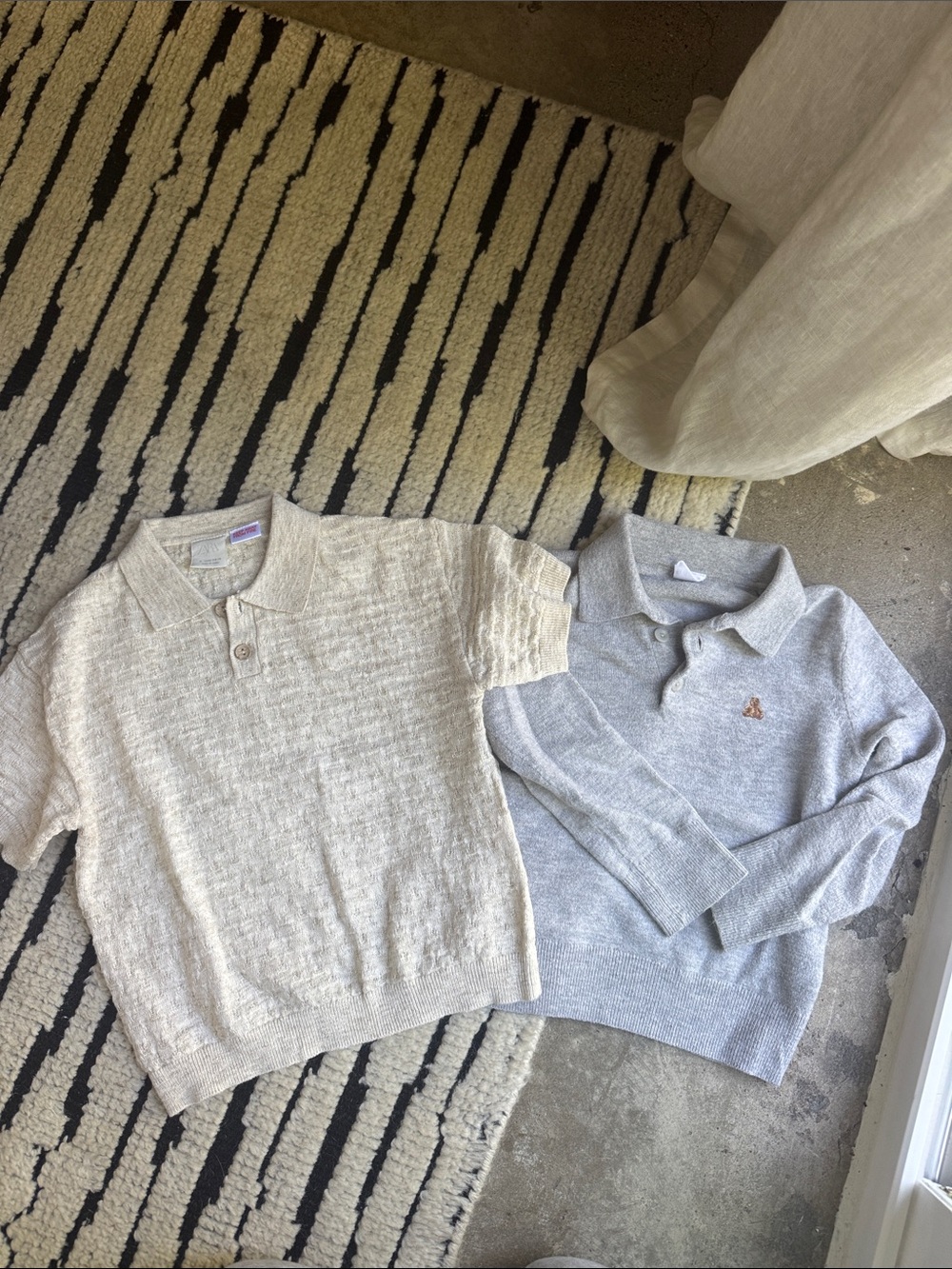 Gap and Zara toddler Neutral Knit Polo Tops- Beige and Light Gray